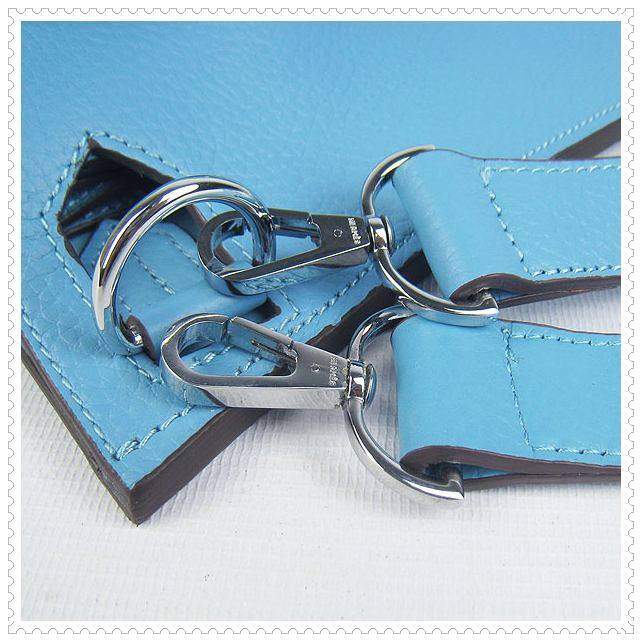 Hermes Jypsiere shoulder bag light blue with silver hardware